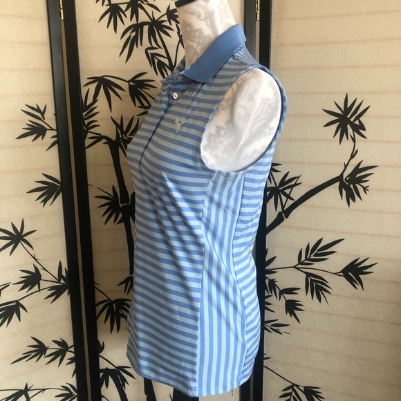 Puma Women’s Sleeveless Collar Golf Polo Top Size XS Light Blue Striped EUC - Picture 5 of 14